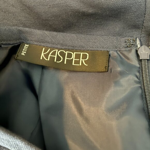 Kasper Women’s 4P Linen Blend Pencil Skirt Navy Blue Petite Career Office Work - Picture 4 of 6